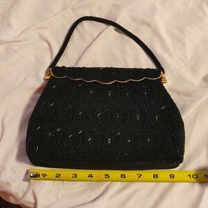 1950's black bead purse